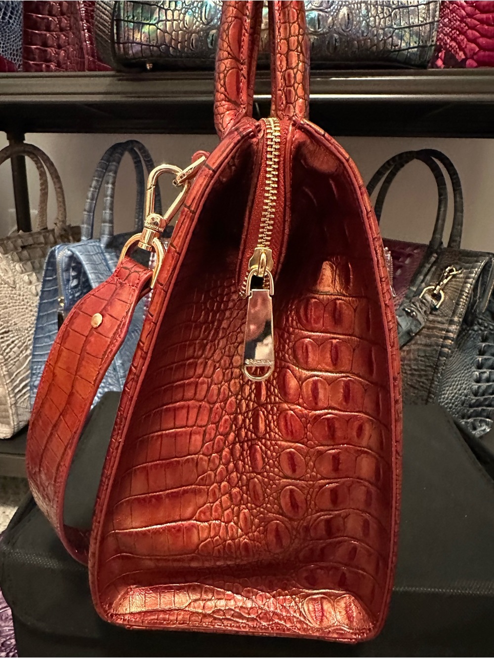 Sale Today !! Brahmin Chili Large Caroline Satchel - Picture 6 of 14